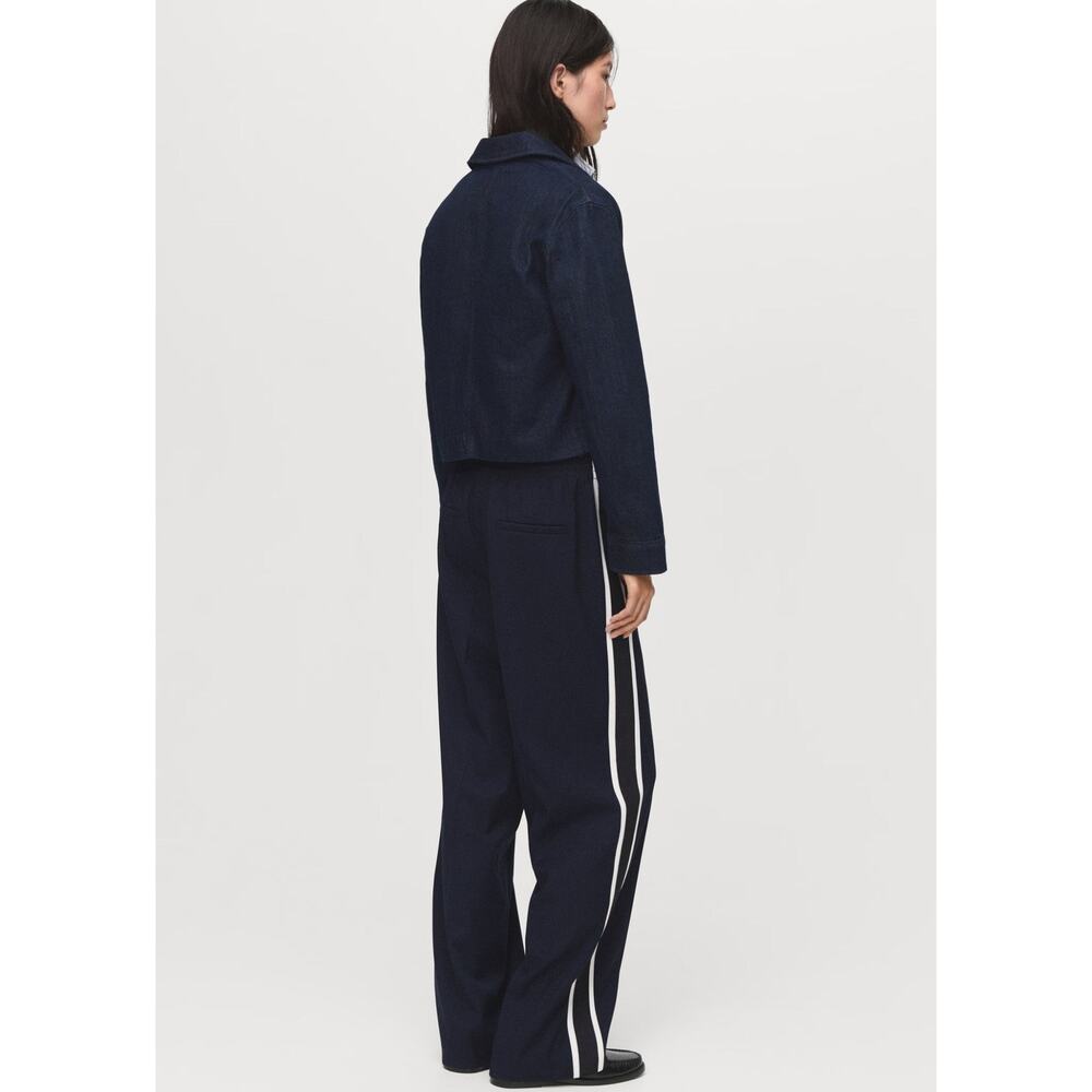 MANGO Contrast Stripe Straight Pants Navy - XXS - Picture 4 of 7